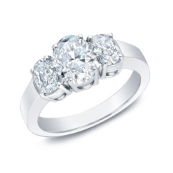 White Gold 2ct TDW Certified Oval Diamond 3-stone Engagement Ring - Handcrafted By Name My Rings™