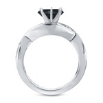 White Gold 2ct TDW Round Cut Black Diamond Bridal Ring Set - Handcrafted By Name My Rings™