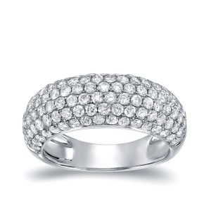 White Gold 2ct TDW Round Cut Diamond Multi-Row Pave Ring - Handcrafted By Name My Rings™