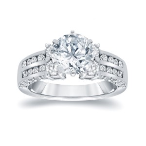 White Gold 3 1/5ct TDW Round Diamond Engagement RIng - Handcrafted By Name My Rings™