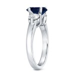 White Gold 3/4ct Blue Sapphire and 3/4ct TDW Diamond Three Stone Ring - Handcrafted By Name My Rings™