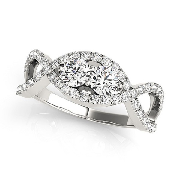 White Gold 3/4ct TDW 2-stone Diamond Infinity Engagement Ring - Handcrafted By Name My Rings™