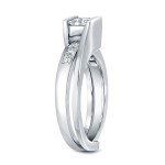 White Gold 3/4ct TDW Certified Princess-cut Diamond Insert Bridal Ring Set - Handcrafted By Name My Rings™