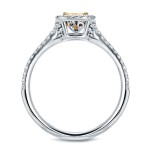 White Gold 3/4ct TDW Certified Radiant-cut Yellow Diamond Halo Engagement Ring - Handcrafted By Name My Rings™