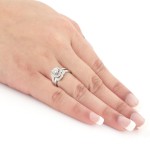 White Gold 3/4ct TDW Certified Round Diamond Bridal Ring Set - Handcrafted By Name My Rings™