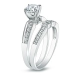 White Gold 3/4ct TDW Certified Round-cut Diamond Bridal Ring Set - Handcrafted By Name My Rings™