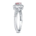 White Gold 3/4ct TDW Natural Fancy Pink Halo Diamond Engagement Ring - Handcrafted By Name My Rings™