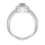 White Gold 3/4ct TDW Natural Fancy Pink Halo Diamond Engagement Ring - Handcrafted By Name My Rings™