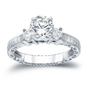 White Gold 3/4ct TDW Round-cut Diamond Engagement Ring - Handcrafted By Name My Rings™