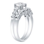 White Gold 3ct TDW Certified Round-Cut Diamond Bridal Ring Set - Handcrafted By Name My Rings™