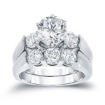 White Gold 3ct TDW Certified Round-cut Diamond Bridal Ring Set - Handcrafted By Name My Rings™