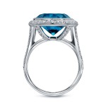 White Gold 6 3/4ct TDW Blue Round-Cut Halo Diamond Engagement Ring - Handcrafted By Name My Rings™