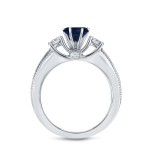 White Gold 7/8ct Blue Sapphire and 3/5ct TDW Round Diamond Ring - Handcrafted By Name My Rings™