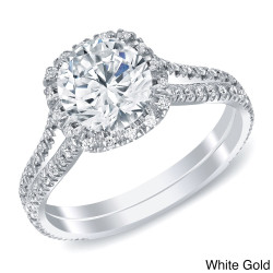 White or Gold 1 4/5ct TDW Round Halo Diamond Engagement Ring - Handcrafted By Name My Rings™