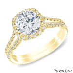 White or Gold 1 4/5ct TDW Round Halo Diamond Engagement Ring - Handcrafted By Name My Rings™