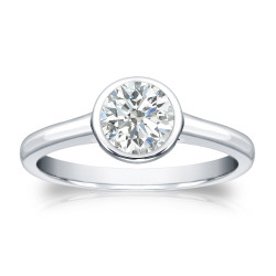 Gold 1/2ct TDW Round Diamond Solitaire Bezel Engagement Ring - Handcrafted By Name My Rings™