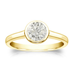 Gold 1/2ct TDW Round Diamond Solitaire Bezel Engagement Ring - Handcrafted By Name My Rings™