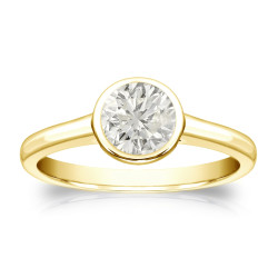 Gold 1/2ct TDW Round Diamond Solitaire Bezel Engagement Ring - Handcrafted By Name My Rings™