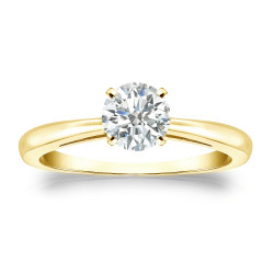 Gold 1/2ct TDW Round Diamond Solitaire Engagement Ring - Handcrafted By Name My Rings™