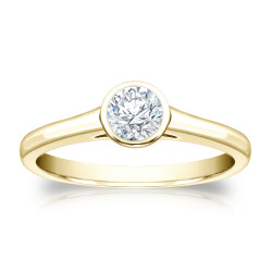 Gold 1/3ct TDW Round Diamond Solitaire Engagement Ring - Handcrafted By Name My Rings™