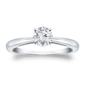 Gold 1/3ct TDW Round Diamond Solitaire Engagement Ring - Handcrafted By Name My Rings™