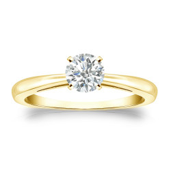 Gold 1/3ct TDW Round Diamond Solitaire Engagement Ring - Handcrafted By Name My Rings™