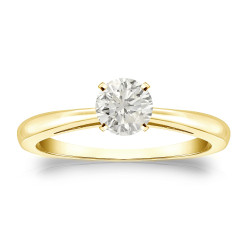 Gold 1/3ct TDW Round Diamond Solitaire Engagement Ring - Handcrafted By Name My Rings™