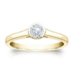 Gold 1/4ct TDW Round Cut Diamond Bezel Solitaire Ring - Handcrafted By Name My Rings™