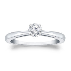 Gold 1/4ct TDW Round Diamond Solitaire Engagement Ring - Handcrafted By Name My Rings™
