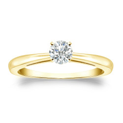Gold 1/4ct TDW Round Diamond Solitaire Engagement Ring - Handcrafted By Name My Rings™