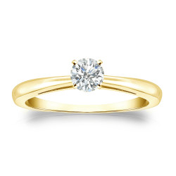 Gold 1/4ct TDW Round Diamond Solitaire Engagement Ring - Handcrafted By Name My Rings™
