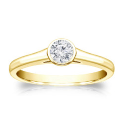 Gold 1/4ct TDW Round Diamond Solitaire Engagement Ring - Handcrafted By Name My Rings™