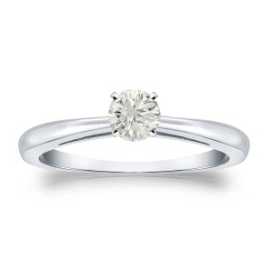 Gold 1/4ct TDW Round Diamond Solitaire Engagement Ring - Handcrafted By Name My Rings™
