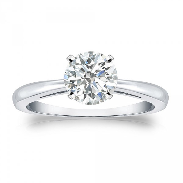 Gold 1ct TDW Round Diamond Solitaire Engagement Ring - Handcrafted By Name My Rings™