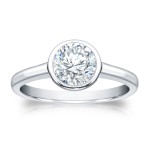 Gold 1ct TDW Round-cut Diamond Bezel Solitaire Ring - Handcrafted By Name My Rings™