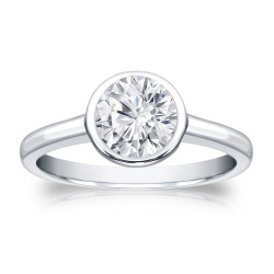 Gold 1ct TDW Round-cut Diamond Solitaire Bezel Engagement Ring - Handcrafted By Name My Rings™