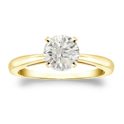 Gold 1ct TDW Round-cut Diamond Solitaire Engagement Ring - Handcrafted By Name My Rings™