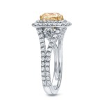 Gold 2 3/4ct TDW Certified Fancy Yellow Cushion-cut Diamond Ring - Handcrafted By Name My Rings™