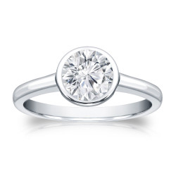 Gold 3/4ct TDW Round Diamond Solitaire Bezel Engagement Ring - Handcrafted By Name My Rings™