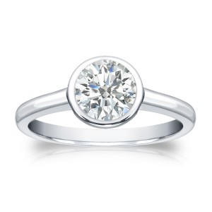 Gold 3/4ct TDW Round Diamond Solitaire Bezel Engagement Ring - Handcrafted By Name My Rings™