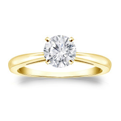 Gold 3/4ct TDW Round Diamond Solitaire Engagement Ring - Handcrafted By Name My Rings™