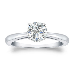 Gold 3/4ct TDW Round-cut Diamond Solitaire Engagement Ring - Handcrafted By Name My Rings™