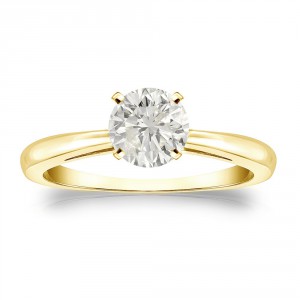 Gold 3/4ct TDW Round-cut Diamond Solitaire Engagement Ring - Handcrafted By Name My Rings™