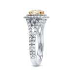 Two-tone Gold 2 1/4ct TDW Certified Fancy Yellow Cushion-cut Diamond Ring - Handcrafted By Name My Rings™