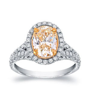 Two-tone Gold 2 7/8ct TDW Fancy Yellow Oval-shaped Diamond Ring - Handcrafted By Name My Rings™