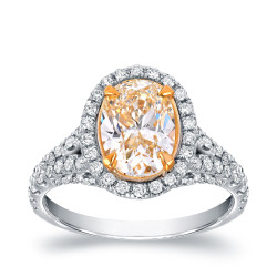 Two-tone Gold 2 7/8ct TDW Fancy Yellow Oval-shaped Diamond Ring - Handcrafted By Name My Rings™