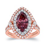 Two-tone Gold 3 1/8ct TDW Pink Diamond Marquise Double Halo Ring - Handcrafted By Name My Rings™