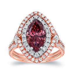 Two-tone Gold 3 1/8ct TDW Pink Diamond Marquise Double Halo Ring - Handcrafted By Name My Rings™