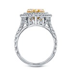 Two-tone Gold 4ct TDW Fancy Yellow Diamond Pear Halo Ring - Handcrafted By Name My Rings™