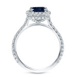 White Gold 1 1/5ct Blue Sapphire and 4/5ct TDW Diamond Halo Ring - Handcrafted By Name My Rings™